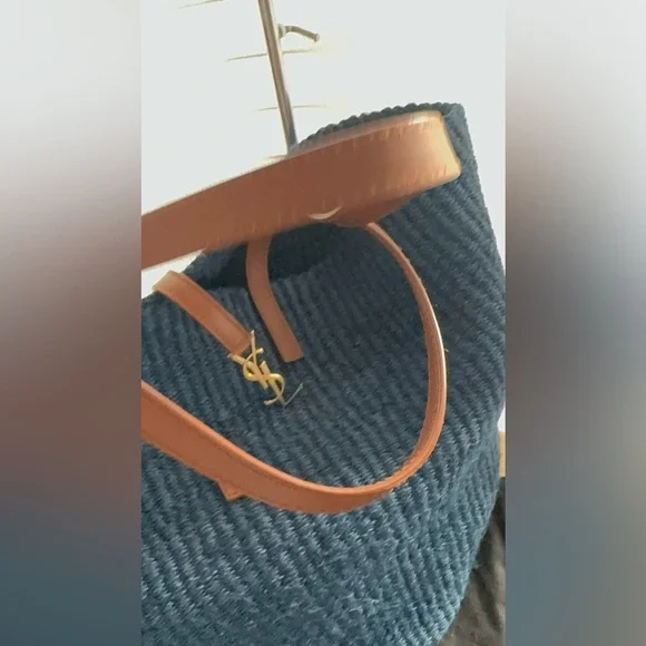 NWT Saint Laurent YSL Borsa A Mano Hobo Tote Bag In Blue/Orchid Brick - Picture 5 of 17